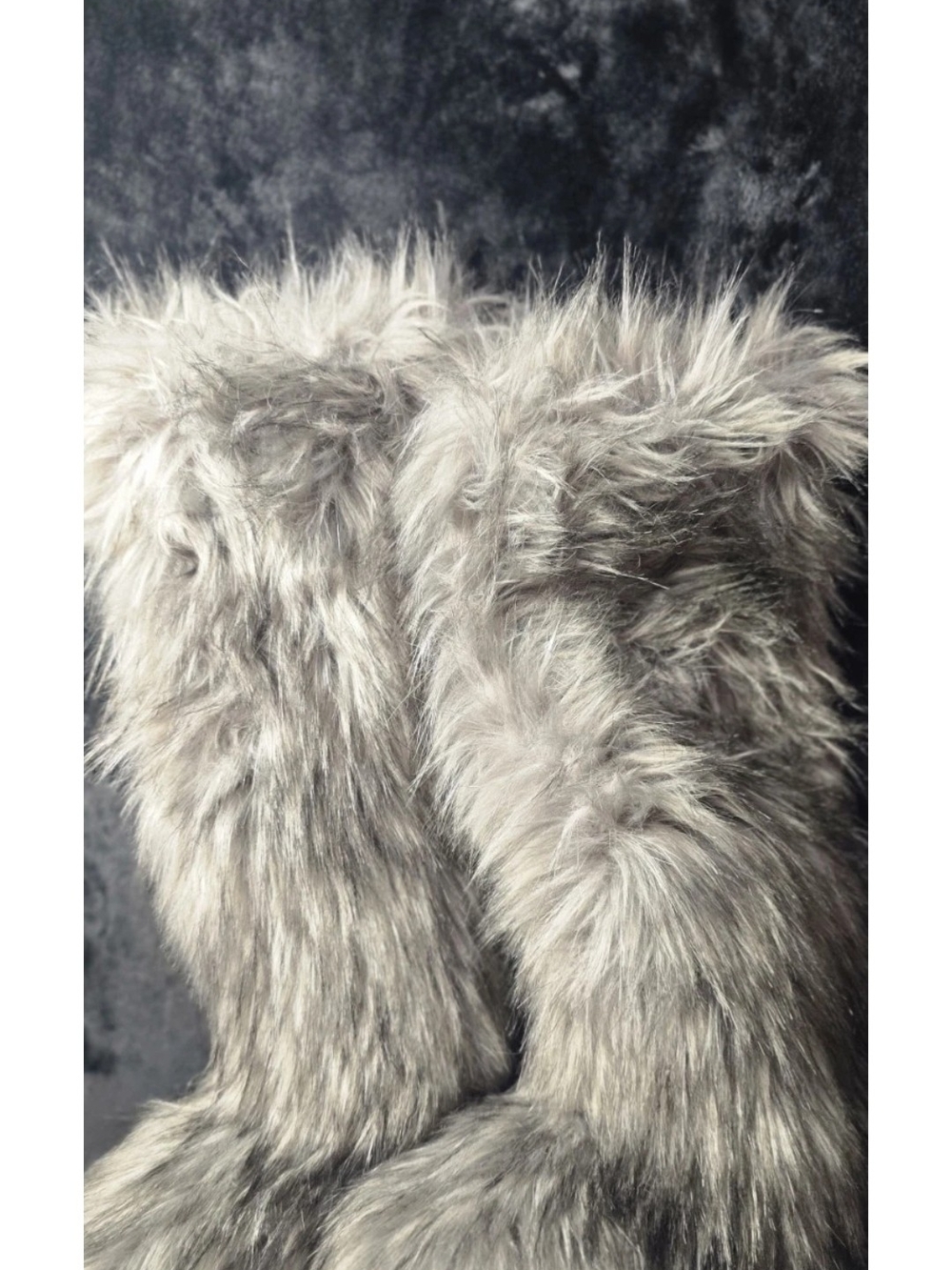 Faux Fur Tall Boots in Gray